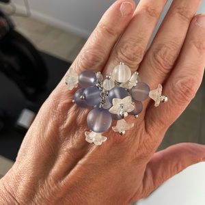 Kate Spade Purple Glass Clusters Cocktail Ring, size 7.